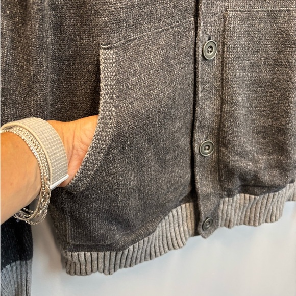 Banana Republic large sweater cardigan Gray Ribbed mock neck button front - Picture 9 of 13